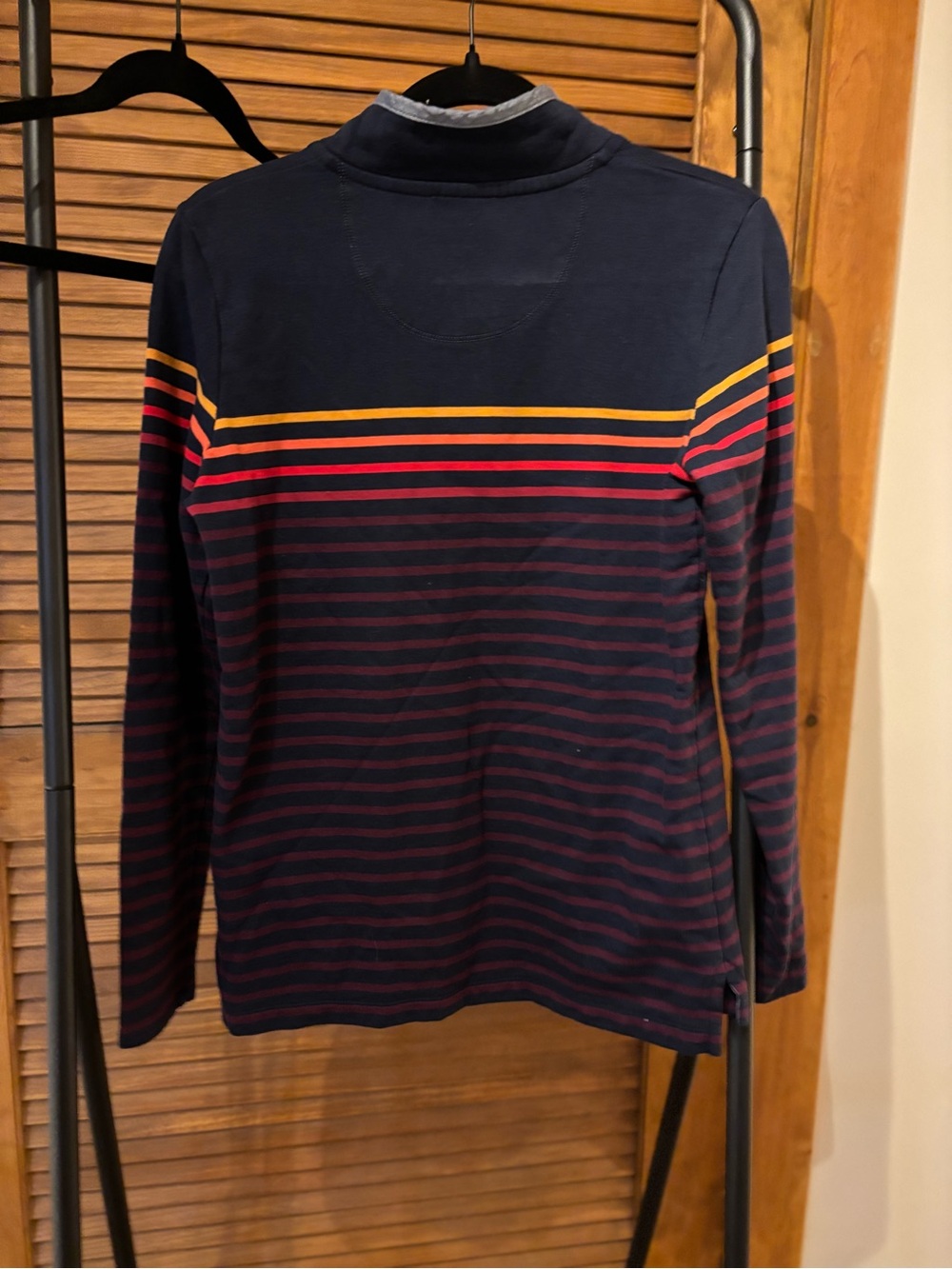 L.L.Bean Navy Rugby Shirt with Red & Yellow Stripes - Picture 5 of 5